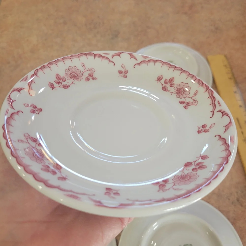 Shenango China Chardon Rose Saucers (5) ~ Vintage 1950s ~ Restaurant Ware ~ GUC